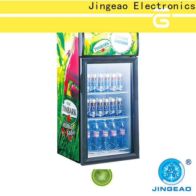 Jingeao power saving glass front beverage fridge application for restaurant